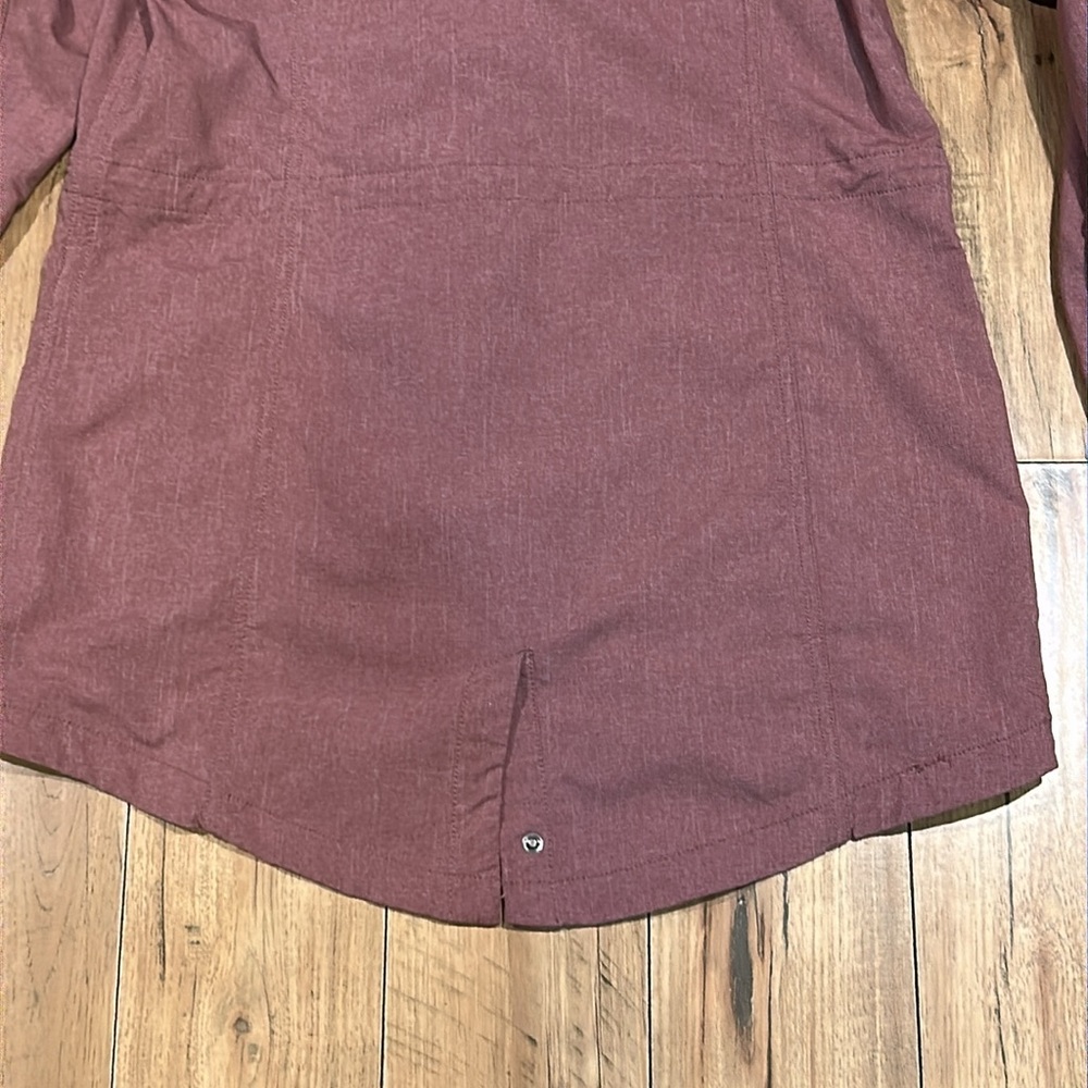 Women's Hooded Parka Jacket - Burgundy - Picture 6 of 11